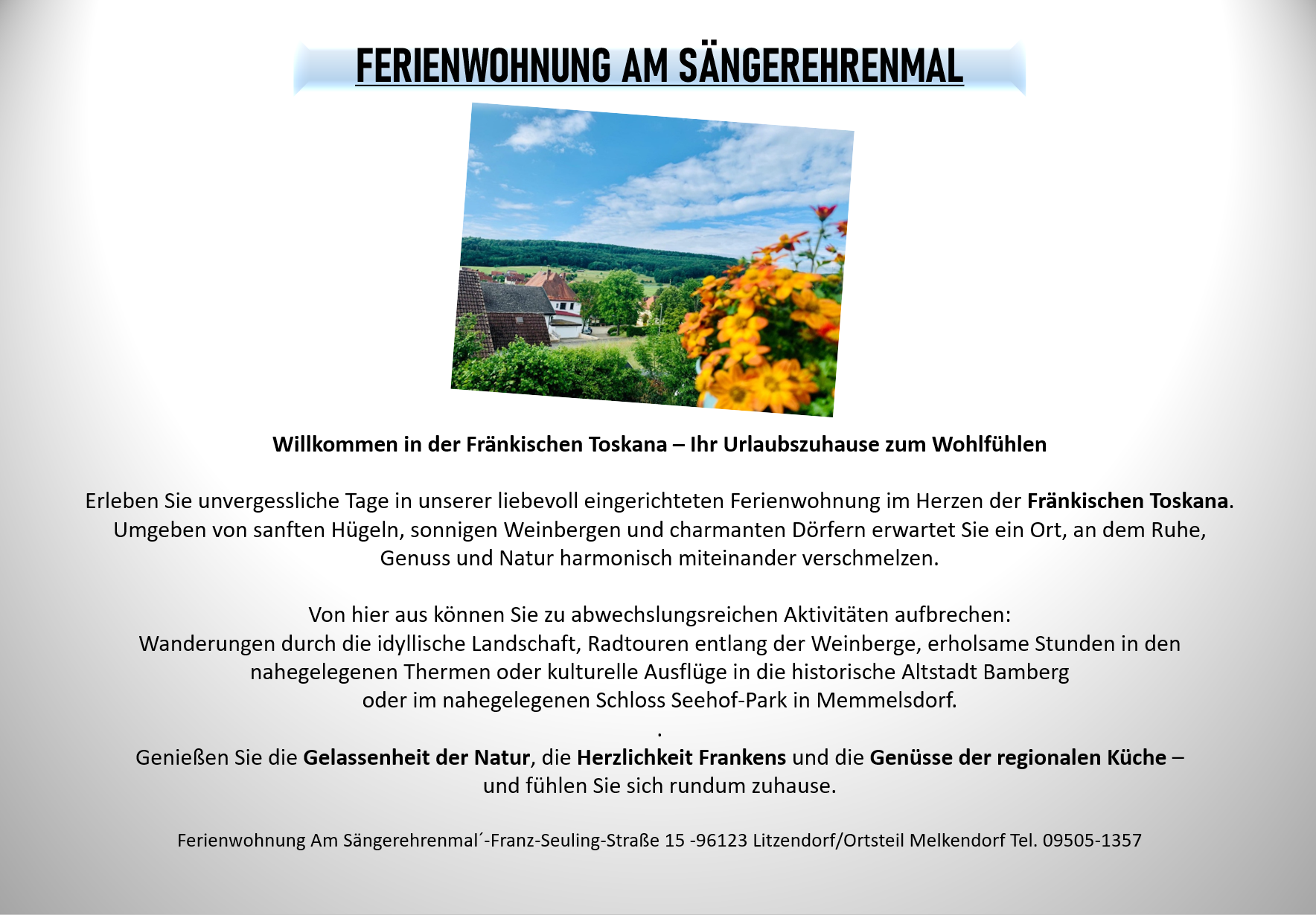 FERIENWOHNUNG AM SÄNGEREHRENMAL SEITE 1
